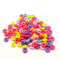 Wood Spacer Bead Flat Round painted DIY mixed colors Sold By Bag
