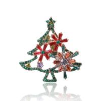 Christmas Brooches Zinc Alloy Christmas Tree gold color plated fashion jewelry & for woman & with rhinestone nickel lead & cadmium free Sold By PC