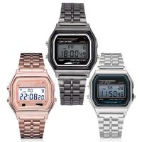 LED Watch, Sinkkiseos, kanssa Lasi, vedenpitävä & Kiinan liike & Unisex, enemmän värejä valinta, nikkeli, lyijy ja kadmium vapaa, 35*35mm, Pituus N. 22.5 cm, Myymät PC