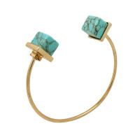 Zinc Alloy Cuff Bangle with turquoise gold color plated fashion jewelry & for woman nickel lead & cadmium free Inner Approx 60mm Sold By PC