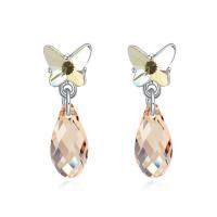 Crystal Earrings Zinc Alloy with Austrian Crystal Teardrop platinum plated for woman & faceted nickel lead & cadmium free Sold By Pair