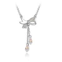 Crystal Zinc Alloy Necklace with Austrian Crystal Bowknot platinum plated for woman & faceted nickel lead & cadmium free Length Approx 45 cm Sold By PC