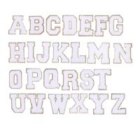 Couture - sur Patch, Fibre de polyester, Lettre d’alphabet, DIY & styles différents pour le choix, blanc, Vendu par PC