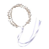 Bridal Hair Wreath Brass with Plastic Pearl fashion jewelry & for woman golden nickel lead & cadmium free 420mm Sold By PC