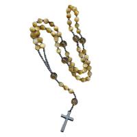 Rosary Necklace Tiger Eye with Iron Rock Unisex golden Length Approx 26.77 Inch Sold By PC