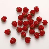 Holprige Lampwork Perlen, Erdbeere, DIY, rot, 13x12mm, verkauft von PC