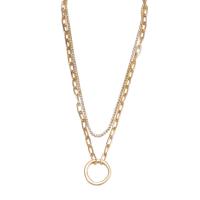 Zinc Alloy Sweater Chain Necklace gold color plated Double Layer & for woman & with rhinestone gold 515mm Sold By PC