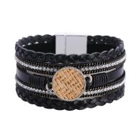 Wrap armband, PU, multilayer & gevlochten armband & uniseks, meer kleuren voor de keuze, 194mm, Verkocht door PC