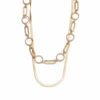 Zinc Alloy Sweater Chain Necklace gold color plated Double Layer & for woman gold 490mm Sold By PC