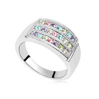 Crystal Finger Ring Zinc Alloy with Austrian Crystal platinum plated for woman & faceted nickel lead & cadmium free Inner Approx 17mm Sold By PC