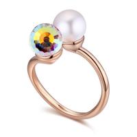 Austrian Crystal Finger Ring Zinc Alloy with Austrian Crystal Round rose gold color plated for woman & faceted nickel lead & cadmium free Inner Approx 18mm Sold By PC