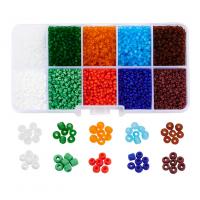 Mješoviti Staklene Sjeme perle, Staklene perle, s Plastična kutija, Krug, možete DIY & mat, miješana boja, 130x65x23mm, Približno 8000računala/Okvir, Prodano By Okvir