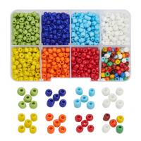 Blandet Glass Seed Beads, Glas Seed Beads, med Plastboks, du kan DIY & forskellig størrelse for valg, blandede farver, 105x66x23mm, Solgt af Box