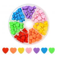Polymer Lera Cabochon, Polymer Clay, med Plastlåda, Hjärta, DIY, blandade färger, 99x15mm, Ca 140PC/Box, Säljs av Box