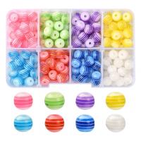 Gestreifte Harz Perlen, mit Kunststoff Kasten, rund, DIY, gemischte Farben, 105x66x23mm, ca. 176PCs/Box, verkauft von Box