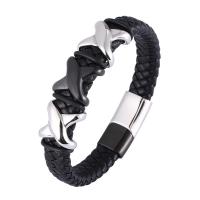 Microfiber PU Bracelet with 316 Stainless Steel Letter X Vacuum Ion Plating fashion jewelry & for man 12mm Sold By PC