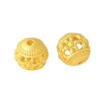 Zinc Alloy Spacer Beads Round gold color plated DIY & hollow golden nickel lead & cadmium free 10mm Sold By Bag