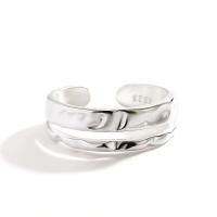 925 Sterling Silver Cuff Finger Ring plated Adjustable & for woman & hollow Sold By PC