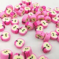 Polymer Clay Beads Apple DIY pink 10mm Approx Sold By Bag