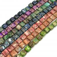 Gemstone Smycken Pärlor, Impression Jasper, Square, DIY, 10mm, Såld Per Ca 38 cm Strand