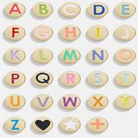 Zink Legierung Alphabet Perlen, Zinklegierung, flache Runde, goldfarben plattiert, zufällig gesendet & DIY & Emaille, gemischte Farben, frei von Nickel, Blei & Kadmium, 8mm, verkauft von PC