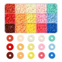 Polymer Clay Gyöngyök, -val Műanyag doboz, Lapos kerek, DIY, kevert színek, 170x100x20mm, Kb 2250PC-k/Box, Által értékesített Box