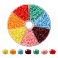 Solidan boja Staklene sjeme perli, Staklene perle, s Plastična kutija, možete DIY, miješana boja, nikal, olovo i kadmij besplatno, 99mm, Približno 5950računala/Okvir, Prodano By Okvir