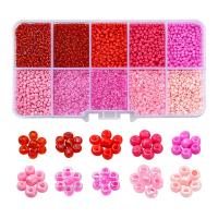 Blandade Glas Seed Beads, Glass Seed Beads, med Plastlåda, Rund, DIY, fler färger för val, 130x65x23mm, Ca 8500PC/Box, Säljs av Box