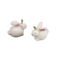Resin Pendant with Iron Rabbit gold color plated DIY white nickel lead & cadmium free Sold By PC