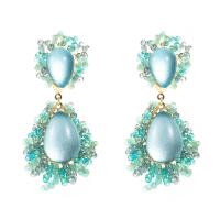 Agate Earring Zinc Alloy with Agate & Crystal fashion jewelry & for woman green nickel lead & cadmium free Sold By Pair