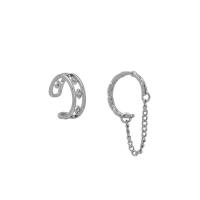 asymmetrische oorbellen, Messing, silver plated, mode sieraden & voor vrouw & met strass, zilver, nikkel, lood en cadmium vrij, 13x25mm, Verkocht door pair