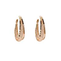 Brass Hoop Earring Donut real gold plated for woman & with rhinestone & hollow nickel lead & cadmium free Sold By Pair