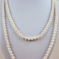 Naszyjnik z naturalnych pereł słodkowodnych, Perła naturalna słodkowodna, biżuteria moda & dla kobiety, 7-8mm, długość około 47.2 cal, sprzedane przez PC