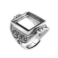 Zinc Alloy Finger Ring Setting antique silver color plated Adjustable & fashion jewelry & Unisex nickel lead & cadmium free 14*17mm Sold By PC