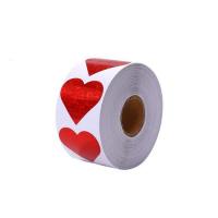 Sealing Sticker Copper Printing Paper with Adhesive Sticker Heart DIY red Sold By Spool