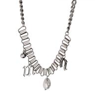 Acryl halskettingen, Titanium Staal, met Acryl, met 5cm extender keten, Hart, mode sieraden & verstelbaar & voor vrouw, zilver, Lengte 47 cm, Verkocht door PC
