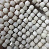 Mondstein Perlen, Quadrat, poliert, DIY & verschiedene Größen vorhanden, weiß, verkauft per ca. 15 ZollInch Strang