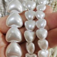 ABS plastové korálky, ABS plast pearl, Srdce, DIY & různé velikosti pro výběr, bílý, Prodáno za Cca 14-15 inch Strand