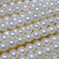 Apvalūs Kultūringas gėlavandenių perlų karoliukai, Gėlo vandens perlų, Turas, Pasidaryk pats, baltas, 8-9mm, Parduota už Apytiksliai 14-15 Inch Strand