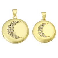 Fashion Locket Pendants Brass Round gold color plated fashion jewelry & DIY & micro pave cubic zirconia & for woman golden Sold By Lot