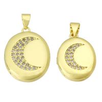 Fashion Locket Pendants Brass gold color plated fashion jewelry & DIY & micro pave cubic zirconia & for woman golden Sold By Lot
