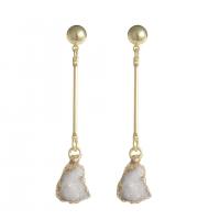 Agate Earring Ice Quartz Agate with Brass for woman 50mm Sold By Pair