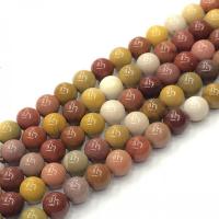 Yolk Stone Bead, Runde, du kan DIY & forskellig størrelse for valg, blandede farver, Solgt Per Ca. 38 cm Strand