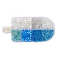 Glas rocailles Kraal, met Plastic Box & Plastic & Acryl, DIY, gemengde kleuren, 155x79x19.50mm, Verkocht door box