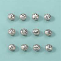 925 Sterling Sølv Mellemled Perler, 12 Tegn på stjernetegn, 12 stk. & Vintage & du kan DIY, 7.90x8.20mm, Hole:Ca. 3.7mm, Solgt af sæt