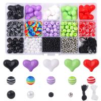 Acrylic Jewelry Beads with Plastic Box DIY mixed colors Approx Sold By Box