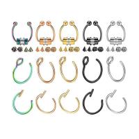 Stainless Steel Nose Piercing Jewelry 304 Stainless Steel with Magnet Vacuum Ion Plating fashion jewelry & Unisex mixed colors Sold By Set