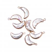 Freshwater Pearl Pendants with Brass Moon gold color plated Unisex white 8-17mm Sold By PC