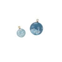 Resin Pendant with Brass Round gold color plated DIY blue Sold By PC