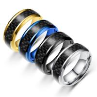 304 Stainless Steel Finger Ring with Carbon Fibre fashion jewelry & for man Sold By PC